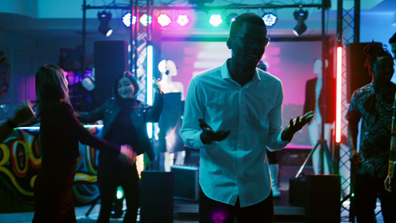 male person partying with friends